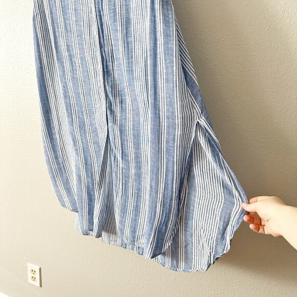 J. Jill Cotton Blue/White Stripe Sleeveless Split Side Tunic Top women's size XL - Picture 3 of 11